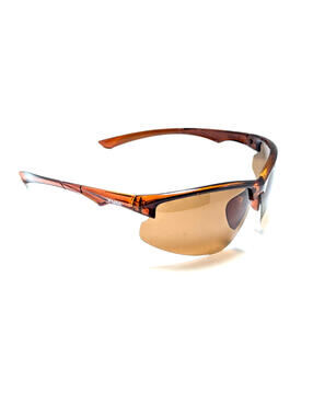 Yum Brown UV Tinted Lens Brown Sport Wraparound Semi Rimless Men’s Sunglasses